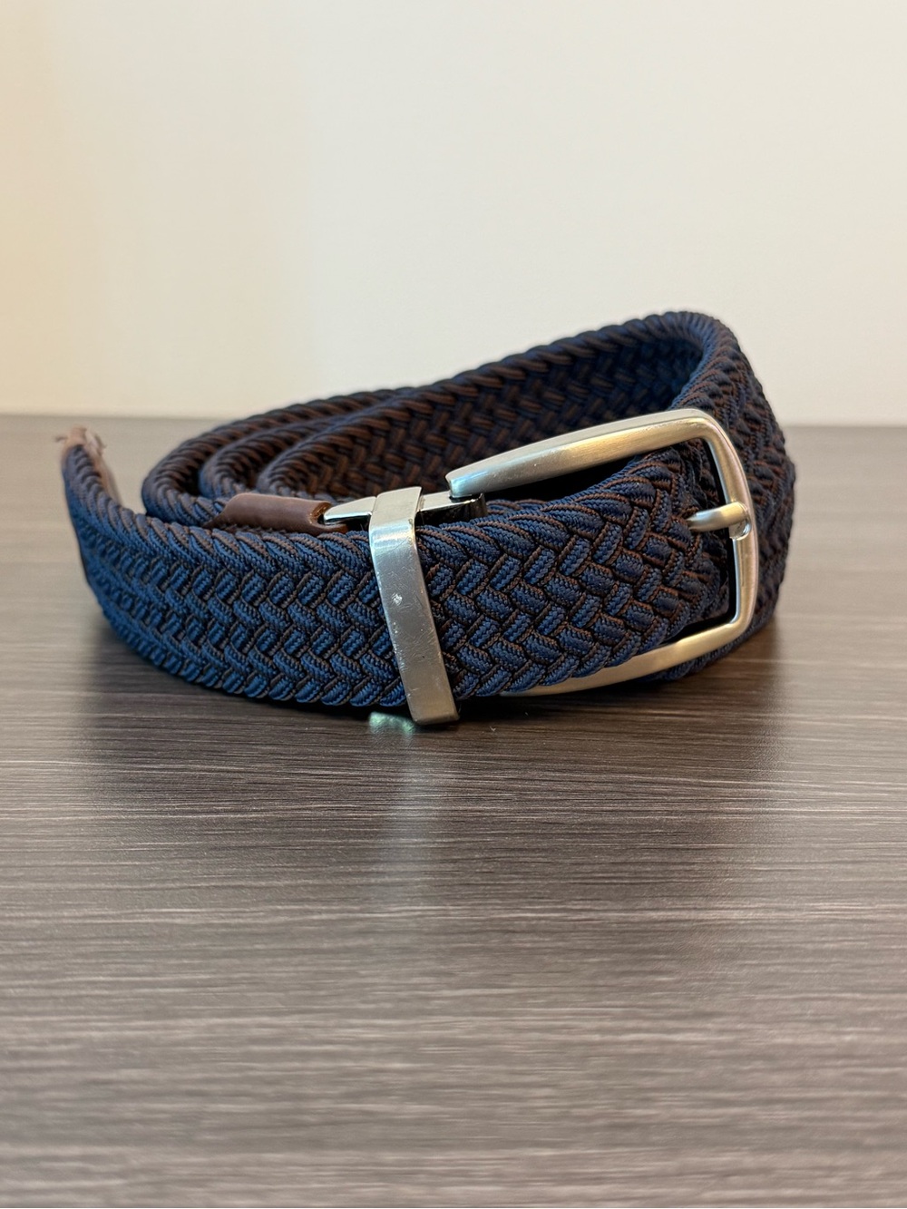 TOMMY BAHAMA Men Stretch Woven Braided Reversible Belt NAVY/BROWN 38-42 L/XL